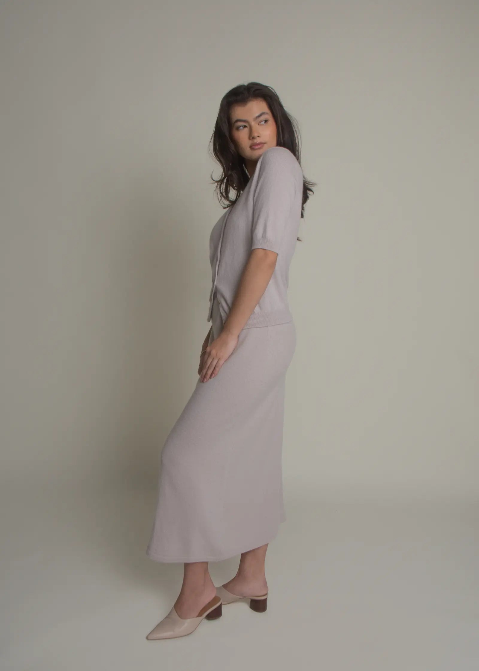 Short Sleeve Crew Neck Cashmere Cardigan CAMPAIGN PRICE