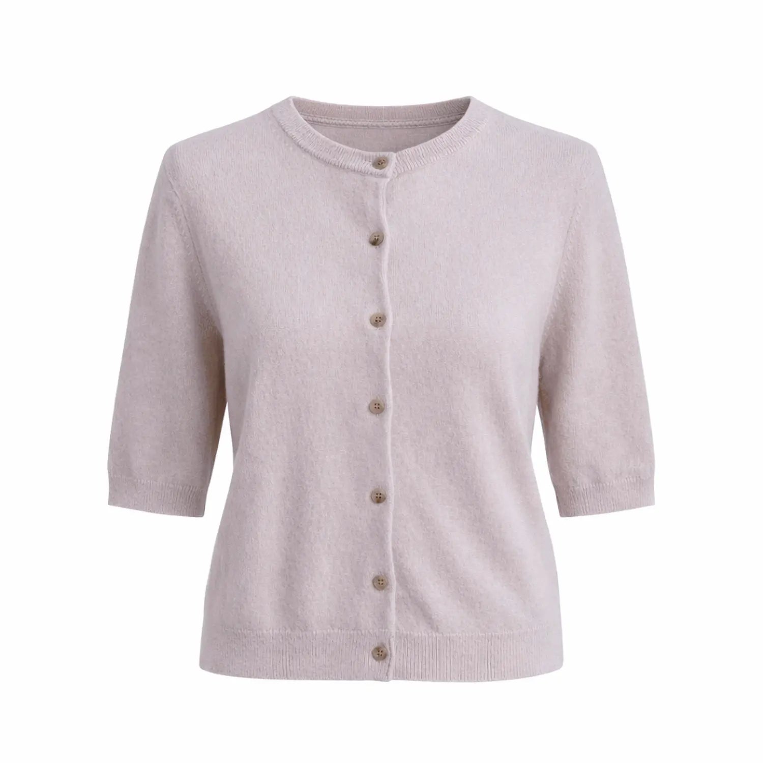 Short Sleeve Crew Neck Cashmere Cardigan CAMPAIGN PRICE
