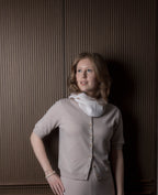 short sleeve cashmere cardigan women 
dark background editorial Fiora Muse
