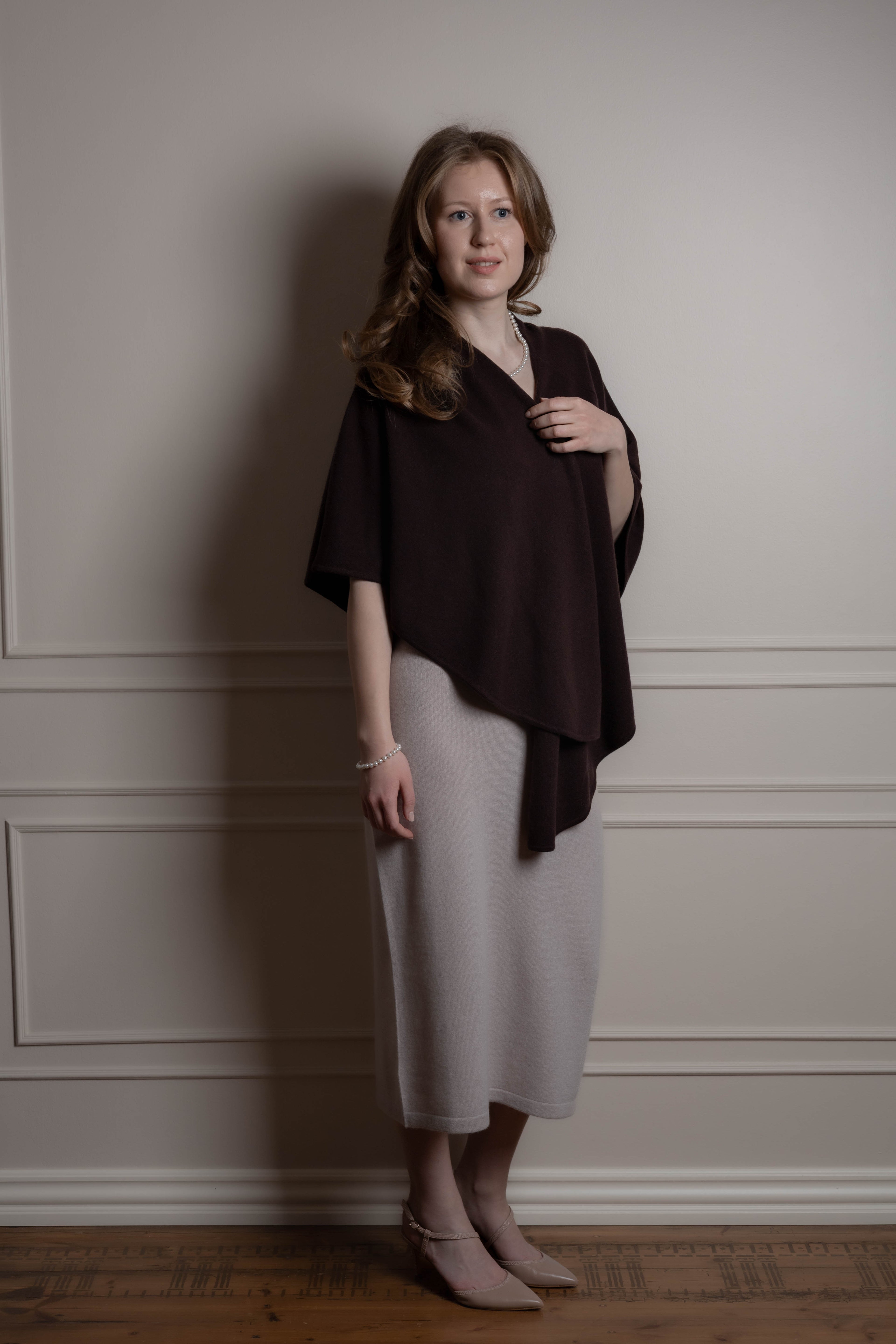 Open Front Cashmere Poncho