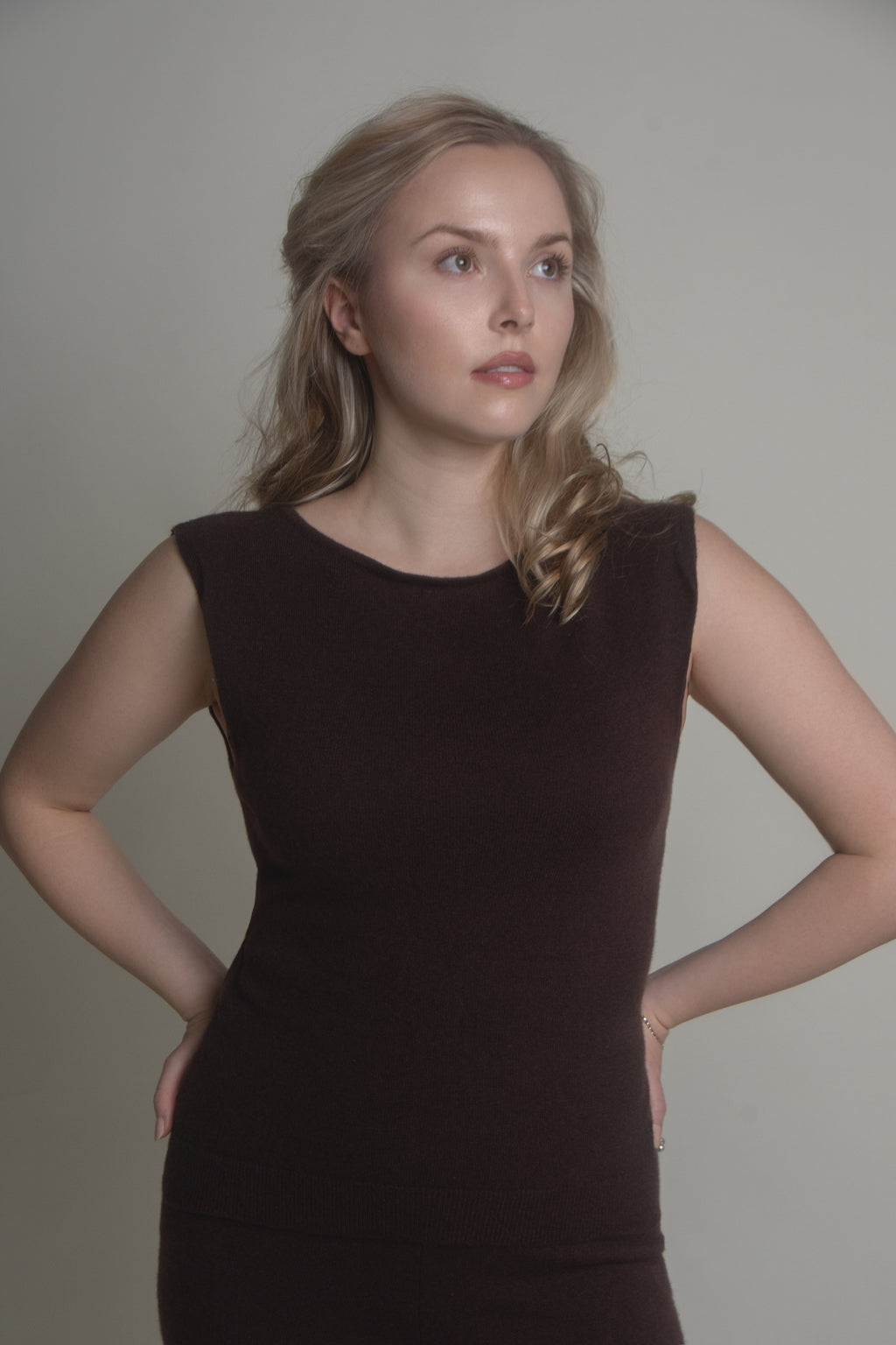 Cap Sleeve Cashmere Vest - Fiora Muse